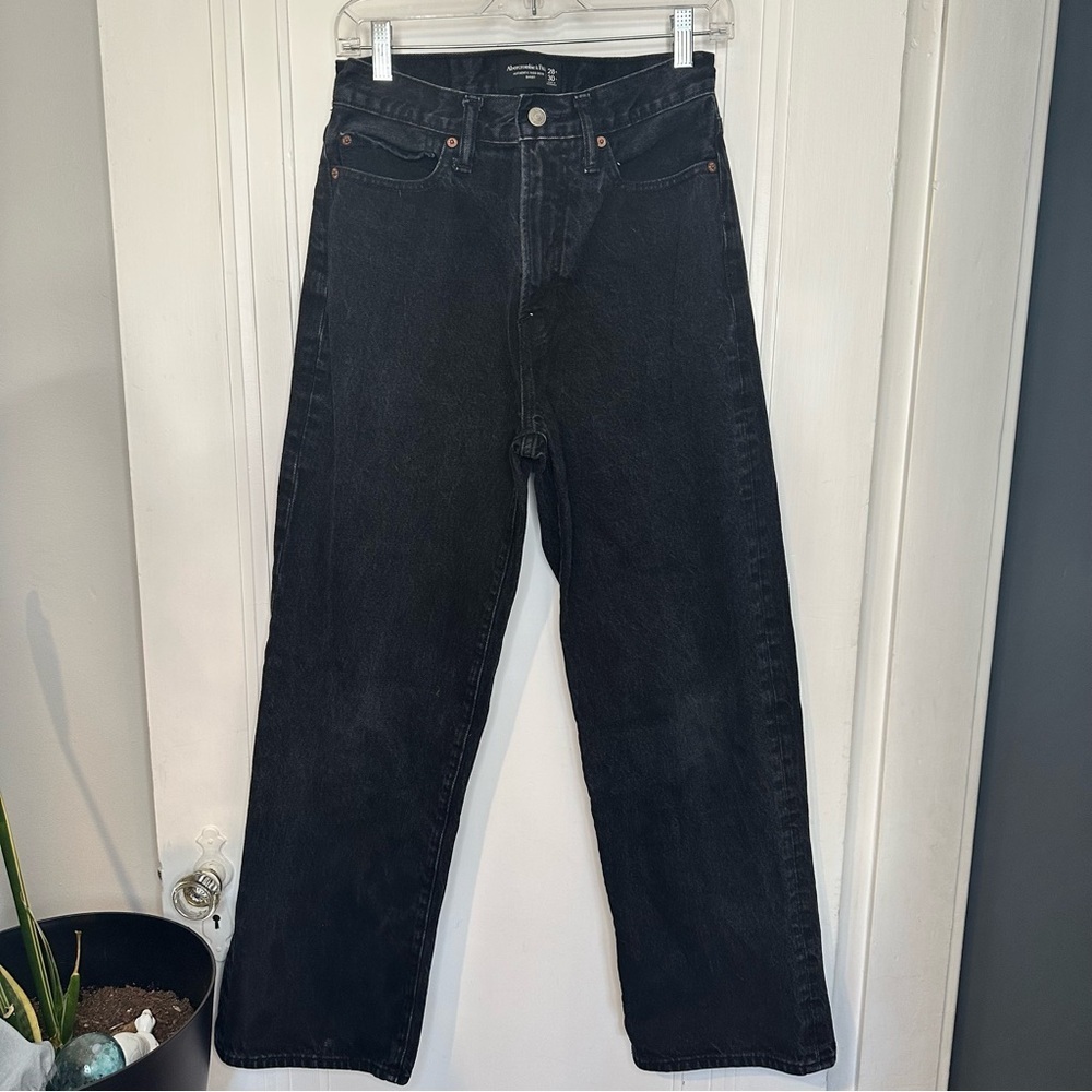 Abercrombie & Fitch Authentic Rigid Denim Baggy Men's Black Jeans 28x30
